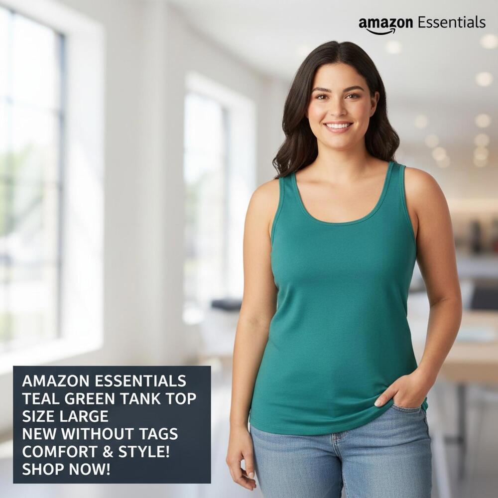 Amazon Essentials Teal Green Tank Top Size Large